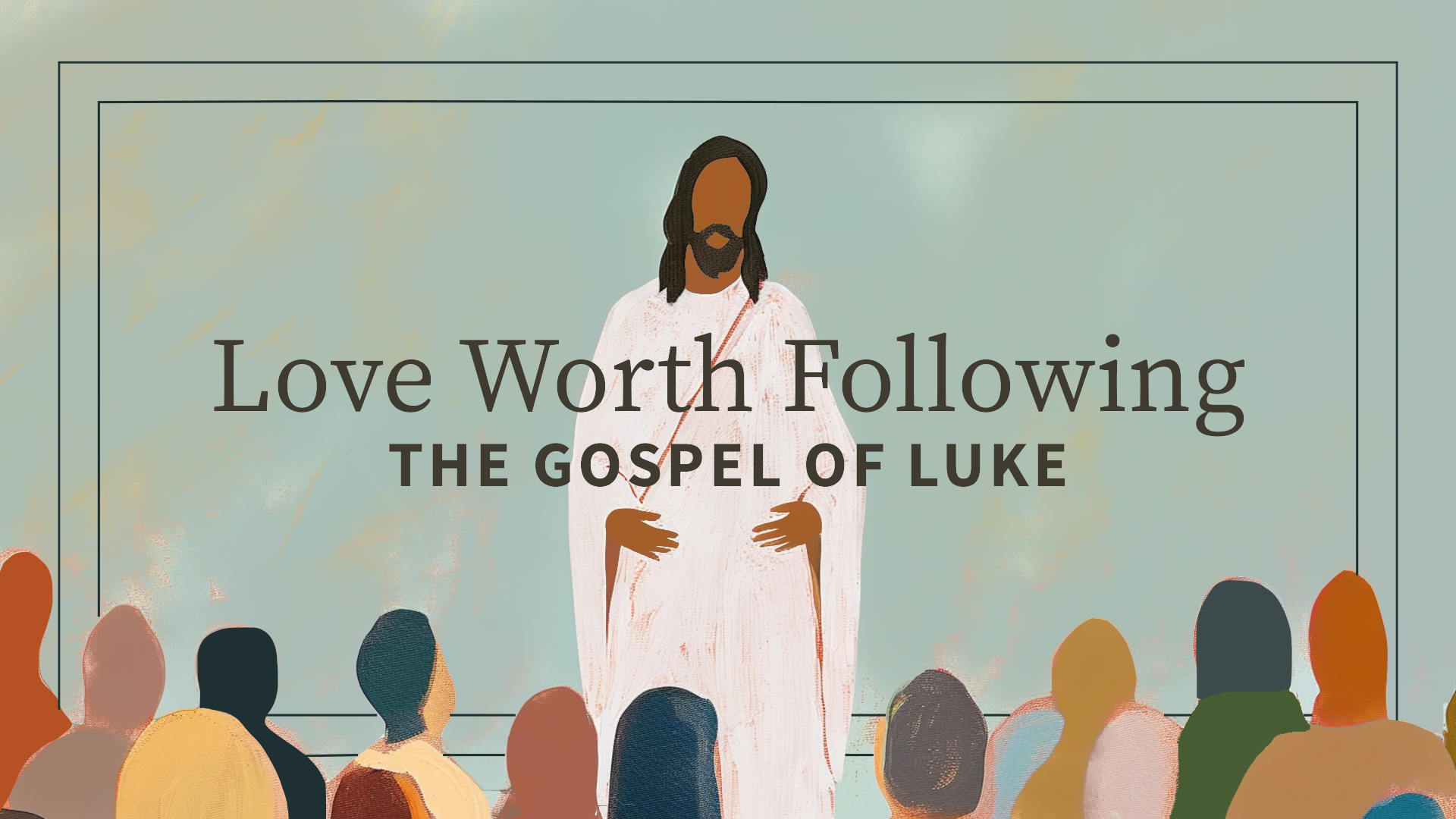 painterly representation of jesus surrounded by a crowd